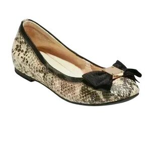 COLE HAAN Tali Soft Bow Ballet Leather Flat Snake Skin Print Women Size 8